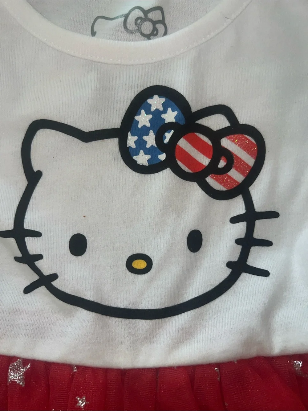 Hello Kitty White & Red Star Tulle Dress for Girls